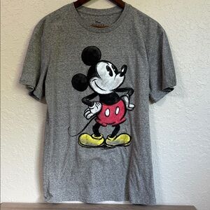 Disney Mickey Mouse Gray Tee with Red and Yellow Accents